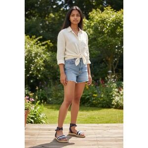 Rock & Candy By Zigi Espadrille Sandals Womens 8.5 Navy/Cream Coastal Nautical